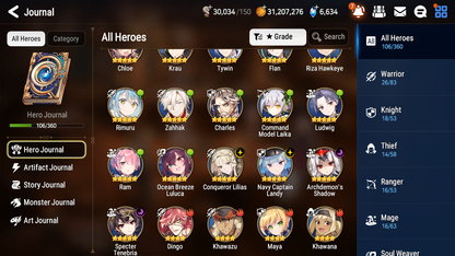 [GLOBAL] Epic 7 Seven 4ML 2LIM Navy Captain Landy Conqueror Lilias Specter Tenebria Rimuru Ocean Breeze Luluca +ML pulls + 20 Speed + Name Starter Account-Mobile Games Starter