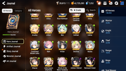 [GLOBAL] Epic 7 Seven 4ML 2LIM Witch of the Mere Tenebria Remnant Violet Little Queen Charlotte Fairytale Tenebria Arbiter Vildred Angel of Light Angelica + ML pulls + 20 Speed + Name Starter Account-Mobile Games Starter