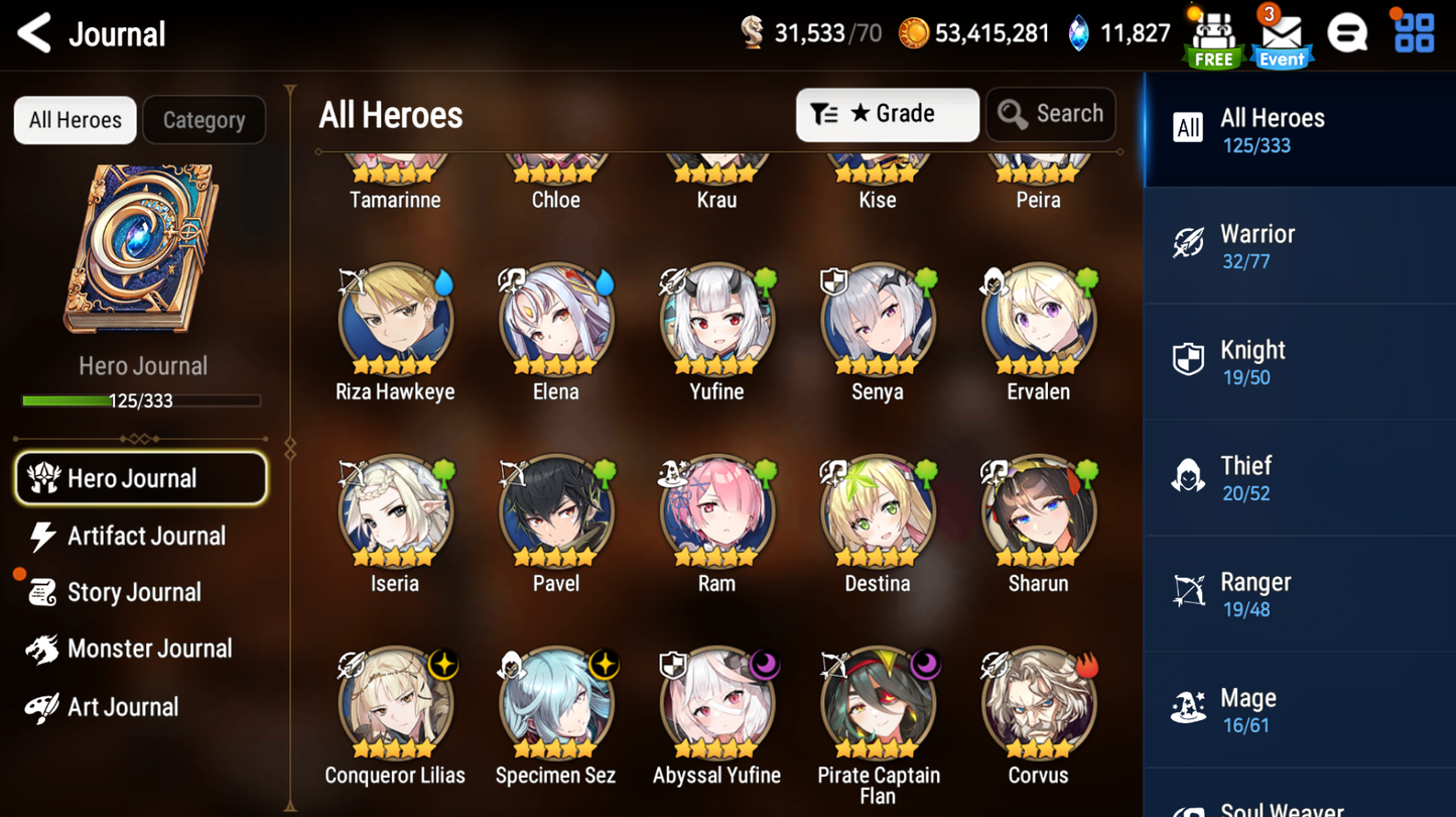 [GLOBAL] Epic 7 Seven 4ML Abyssal Yufine Conqueror Lilias Flan Sez + ML pulls Starter Account-Mobile Games Starter