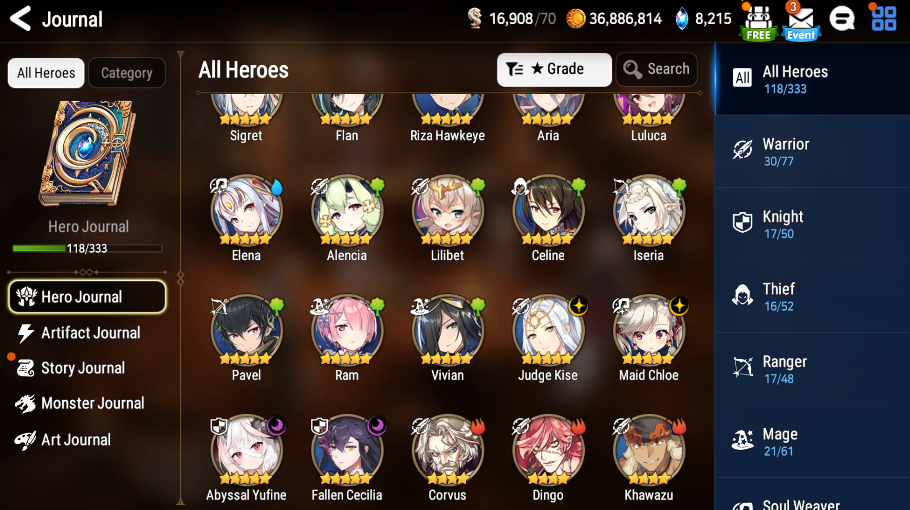 [GLOBAL] Epic 7 Seven 4ML Abyssal Yufine Maid Chloe Fallen Cecilia Judge Kise + ML pulls +Name Starter Account-Mobile Games Starter