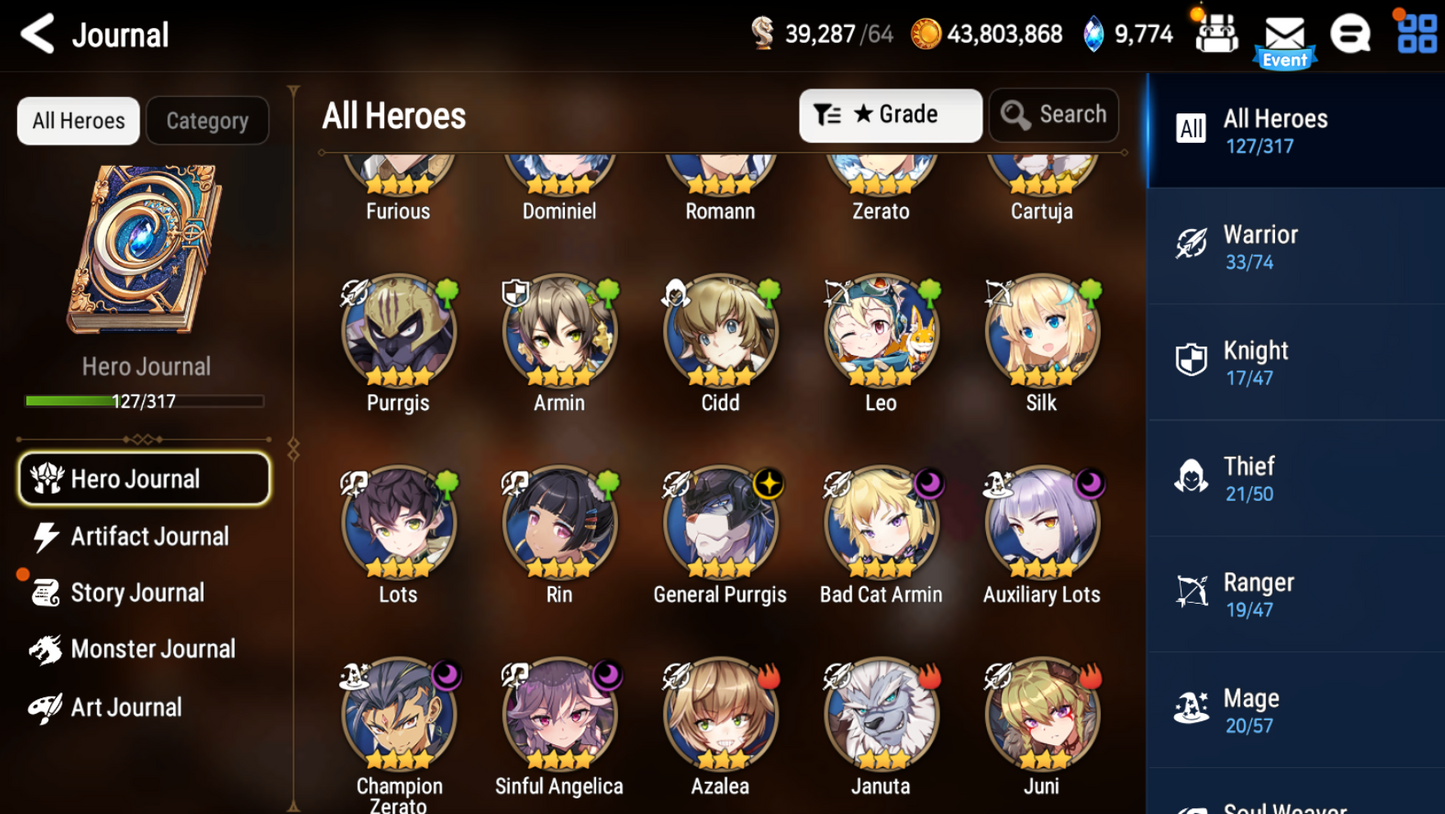 [GLOBAL] Epic 7 Seven 4ML Abyssal Yufine Mediator Kawerik Remnant Violet Operator Sigret Laia +43 ML pulls +Name Starter Account-Mobile Games Starter