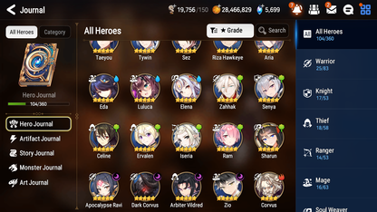 [GLOBAL] Epic 7 Seven 4ML Arbiter Vildred Apocalypse Ravi Zio Dark Corvus + ML pulls + 20 Speed + Name Starter Account-Mobile Games Starter