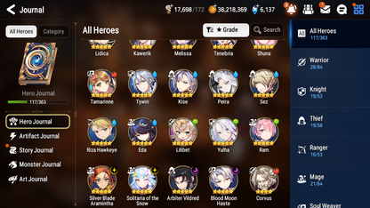 [GLOBAL] Epic 7 Seven 4ML Arbiter Vildred Silver Blade Aramintha Solitaria of the Snow + ML pulls + 20 Speed + Name Starter Account-Mobile Games Starter