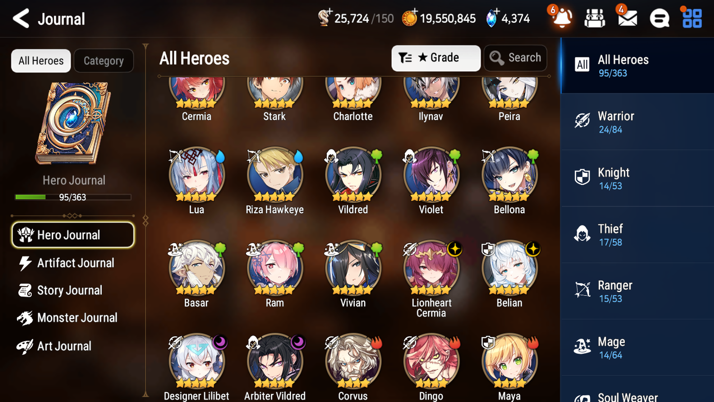 [GLOBAL] Epic 7 Seven 4ML Belian Arbiter Vildred Lionheart Cermia Designer Lilibet + ML pulls + 20 Speed +Name Starter Account-Mobile Games Starter
