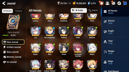[GLOBAL] Epic 7 Seven 4ML Belian Arbiter Vildred Lionheart Cermia Designer Lilibet + ML pulls + 20 Speed +Name Starter Account-Mobile Games Starter