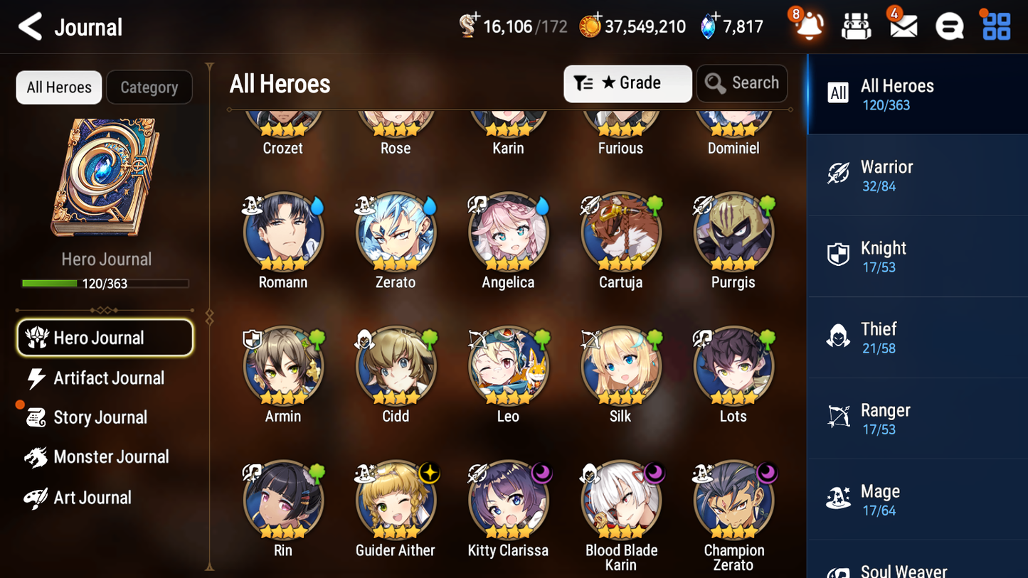 [GLOBAL] Epic 7 Seven 4ML Belian Faithless Lidica Ruele of light Closer Charles + ML pulls + 20 Speed +Name Starter Account-Mobile Games Starter