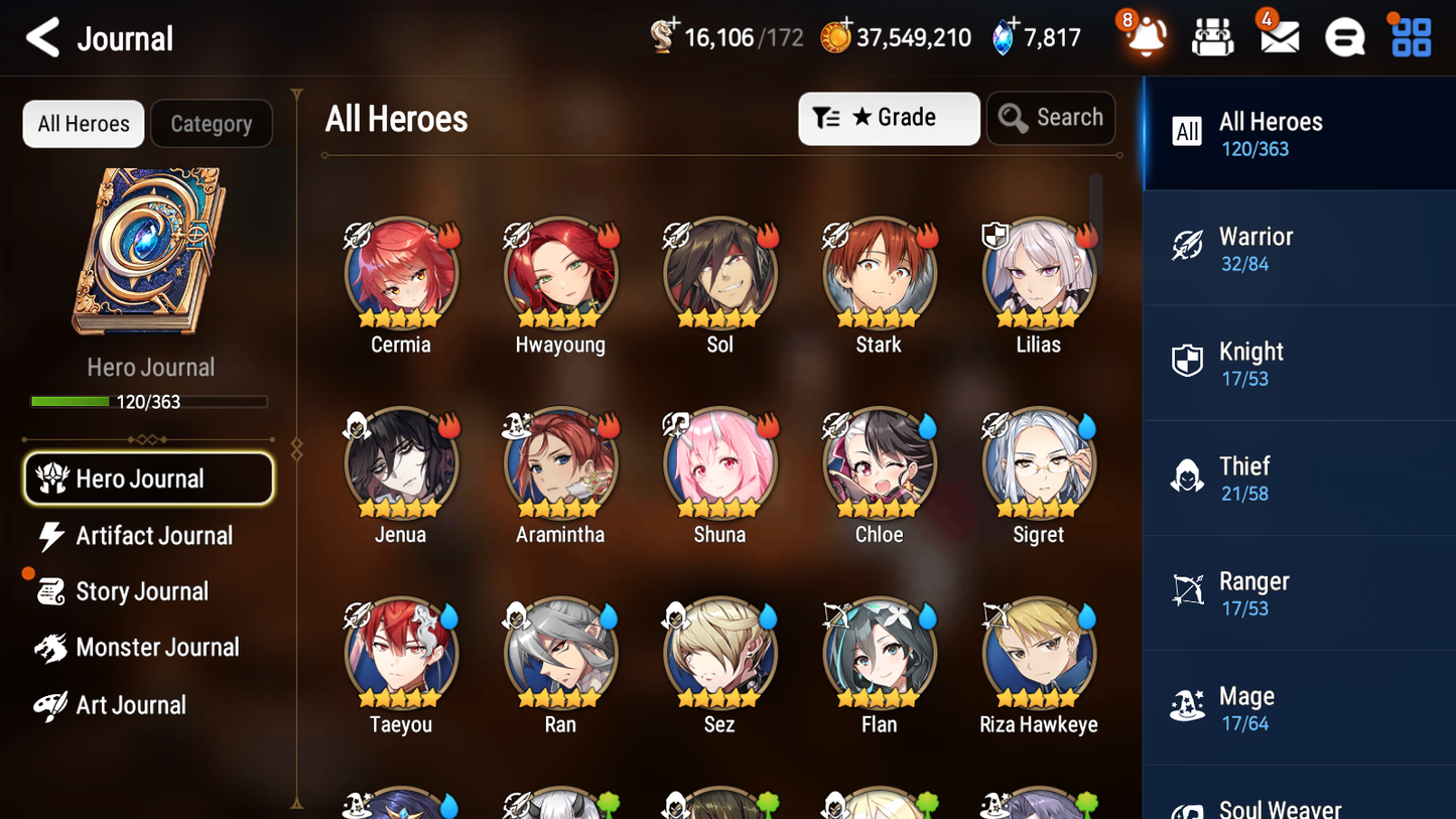 [GLOBAL] Epic 7 Seven 4ML Belian Faithless Lidica Ruele of light Closer Charles + ML pulls + 20 Speed +Name Starter Account-Mobile Games Starter