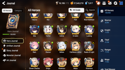 [GLOBAL] Epic 7 Seven 4ML Belian Faithless Lidica Ruele of light Closer Charles + ML pulls + 20 Speed +Name Starter Account-Mobile Games Starter