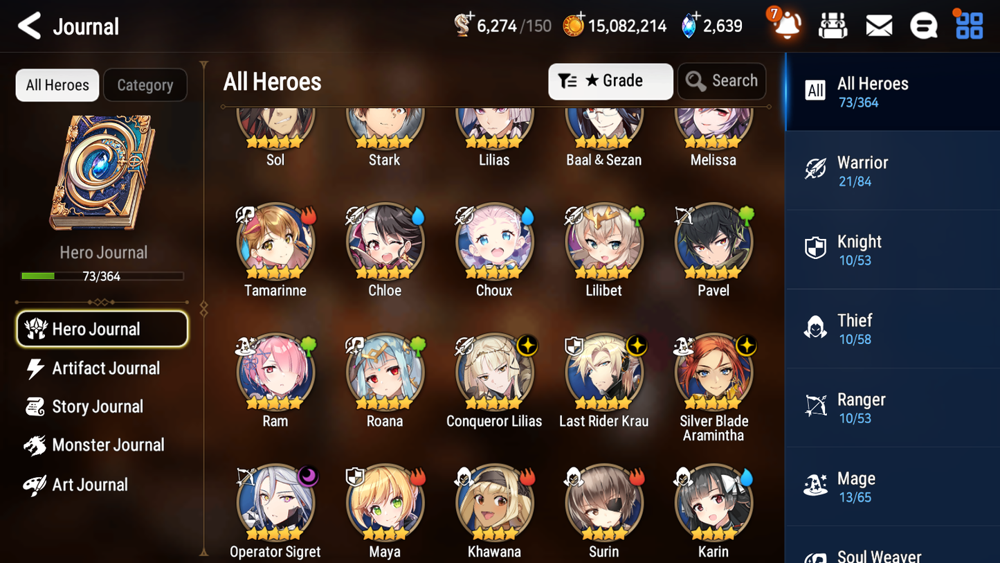 [GLOBAL] Epic 7 Seven 4ML Conqueror Lilias Operator Sigret Silver Blade Aramintha Last Rider Krau + ML Pulls + 20 Speed + Name Starter Account-Mobile Games Starter