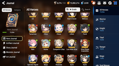[GLOBAL] Epic 7 Seven 4ML Conqueror Lilias Operator Sigret Silver Blade Aramintha Last Rider Krau + ML Pulls + 20 Speed + Name Starter Account-Mobile Games Starter