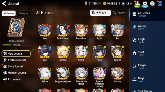 [GLOBAL] Epic 7 Seven 4ML Empyrean Ilynav Ludwig Iseria Belian + ML pulls + Name Starter Account-Mobile Games Starter