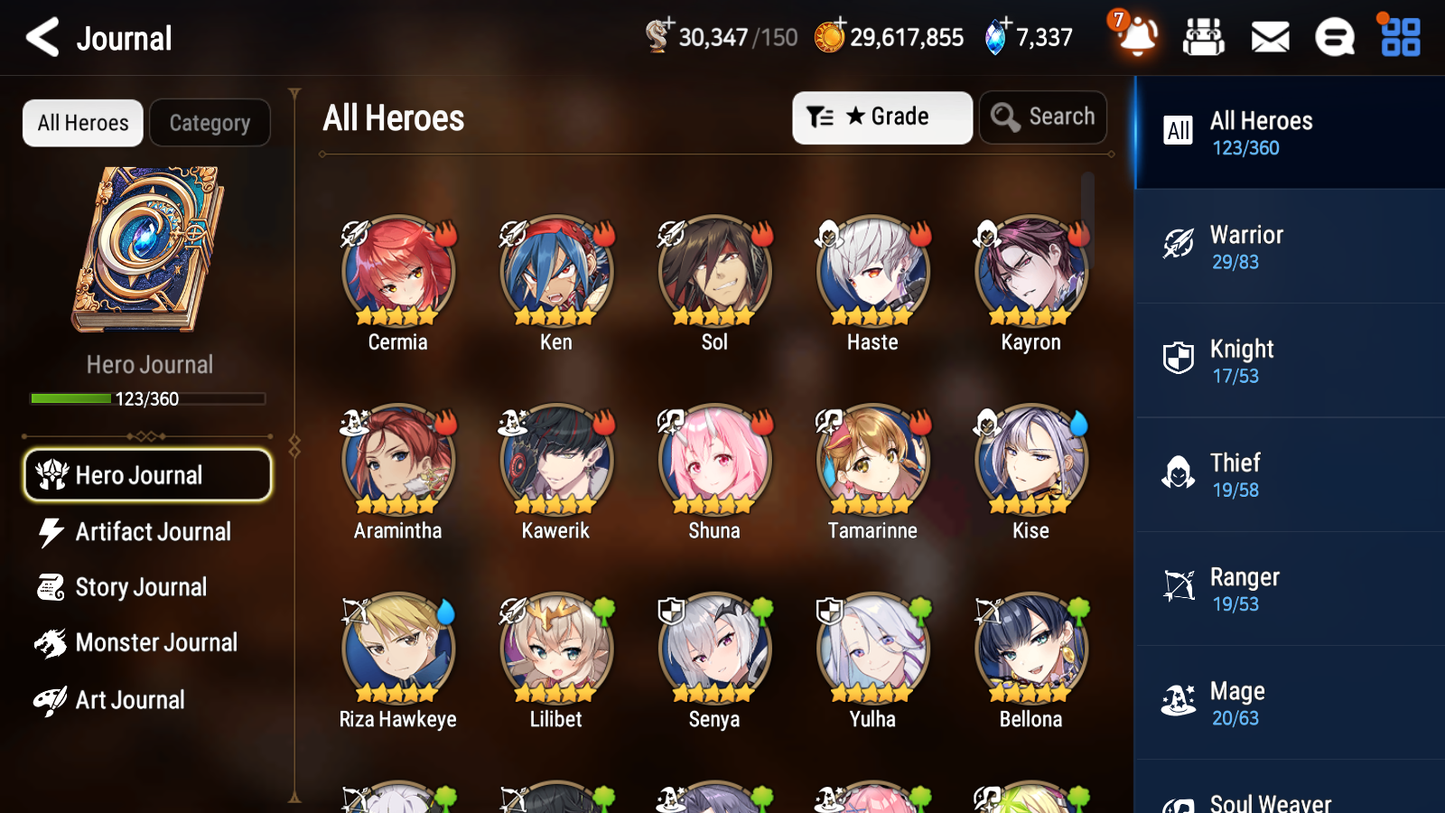[Global] Epic 7 Seven 4ML Navy Captain Landy Faithless Lidica Top Model Luluca Architect Laika+ 47 ML pulls + 20 Speed + Name Starter Account-Mobile Games Starter