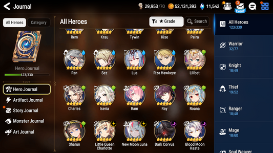 [GLOBAL] Epic 7 Seven 4ML New Moon Luna Charlotte Dark Corvus Haste Rem +11k Gems +38 ML pulls Starter Account-Mobile Games Starter