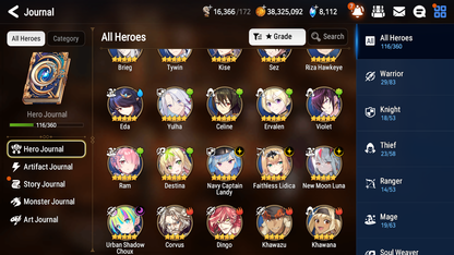 [GLOBAL] Epic 7 Seven 4ML New Moon Luna Navy Captain Landy Urban Shadow Choux Lidica + ML pulls +20 Speed +Name Starter Account-Mobile Games Starter