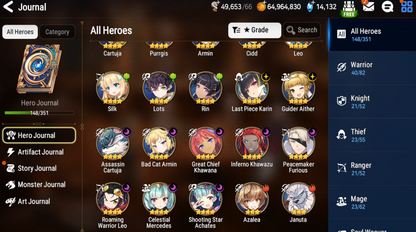 [GLOBAL] Epic 7 Seven 4ML New Moon Luna Sea Phantom Politis Conqueror Lilias Kawerik + 70ML pulls 14k skystones 3000 mystics + Name Starter Account-Mobile Games Starter