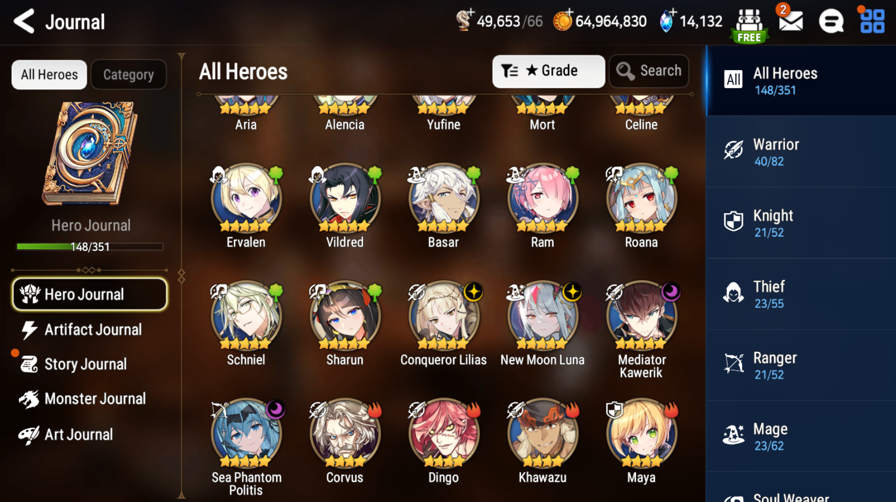 [GLOBAL] Epic 7 Seven 4ML New Moon Luna Sea Phantom Politis Conqueror Lilias Kawerik + 70ML pulls 14k skystones 3000 mystics + Name Starter Account-Mobile Games Starter