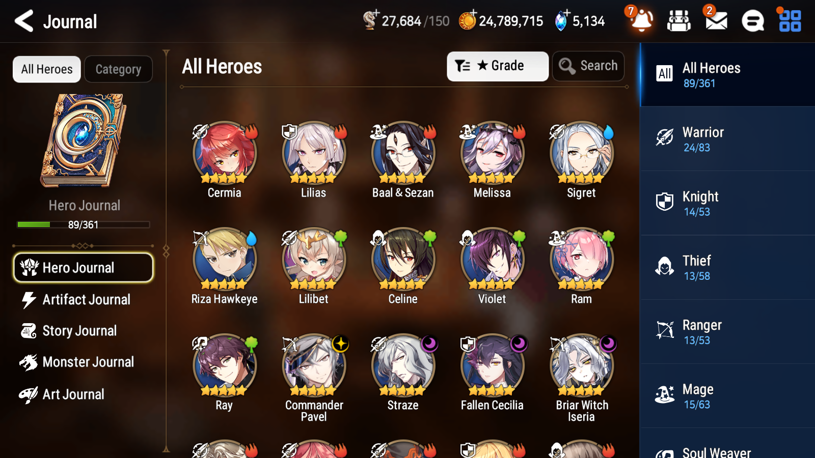 [GLOBAL] Epic 7 Seven 4ML Straze Fallen Cecilia Briar Witch Iseria + ML pulls + 20 Speed + Name Starter Account-Mobile Games Starter