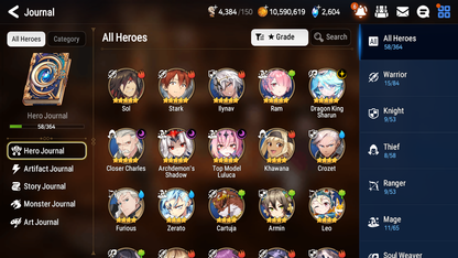 [GLOBAL] Epic 7 Seven 4ML Top Model Luluca Archdemon's Shadow Closer Charles Dragon King Sharun + ML Pulls + 20 Speed + Name Starter Account-Mobile Games Starter