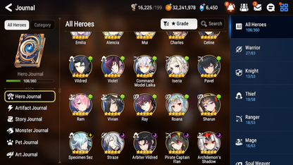 [GLOBAL] Epic 7 Seven 5ML 1LIM Straze Pirate Captan Flan Arbiter Vildred Archdemon's Shadow Specimen Sez Emilia + ML pulls + 20 Speed Starter Account-Mobile Games Starter