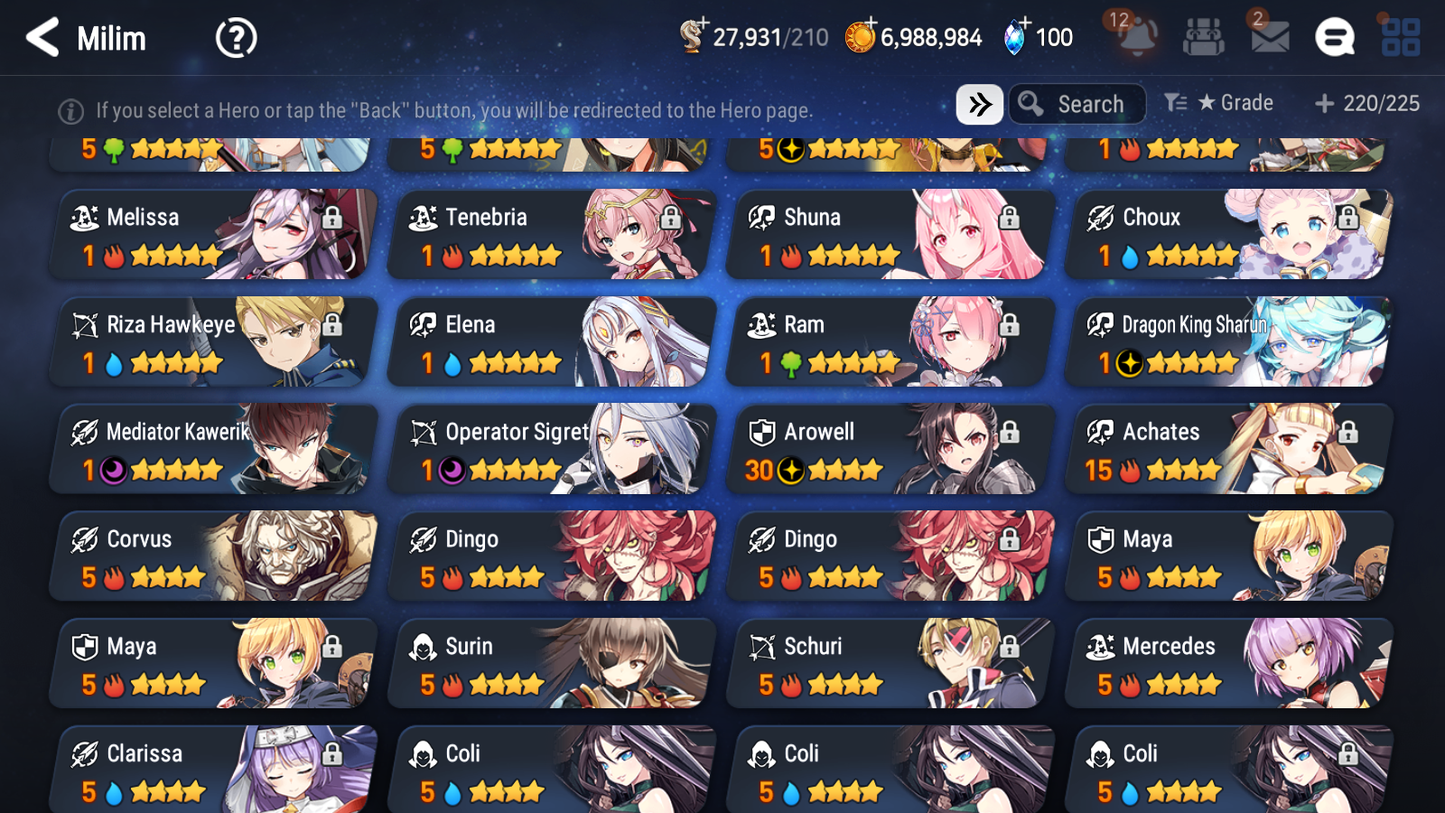 [GLOBAL] Epic 7 Seven 5ML + 22 4★ ML Conqueror Lilias Mediator Kawerik Dragon King Sharun Rimuru Milim Benimaru Edward Elric Cerise+20 speed++ 10-10 Account-Mobile Games Starter