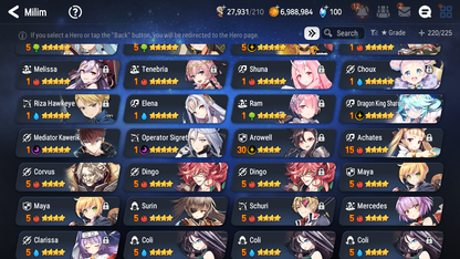 [GLOBAL] Epic 7 Seven 5ML + 22 4★ ML Conqueror Lilias Mediator Kawerik Dragon King Sharun Rimuru Milim Benimaru Edward Elric Cerise+20 speed++ 10-10 Account-Mobile Games Starter
