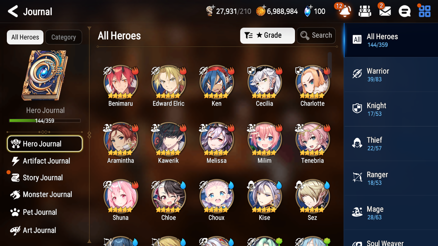 [GLOBAL] Epic 7 Seven 5ML + 22 4★ ML Conqueror Lilias Mediator Kawerik Dragon King Sharun Rimuru Milim Benimaru Edward Elric Cerise+20 speed++ 10-10 Account-Mobile Games Starter