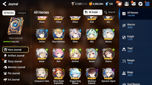 [GLOBAL] Epic 7 Seven 5ML + 22 4★ ML Conqueror Lilias Mediator Kawerik Dragon King Sharun Rimuru Milim Benimaru Edward Elric Cerise+20 speed++ 10-10 Account-Mobile Games Starter
