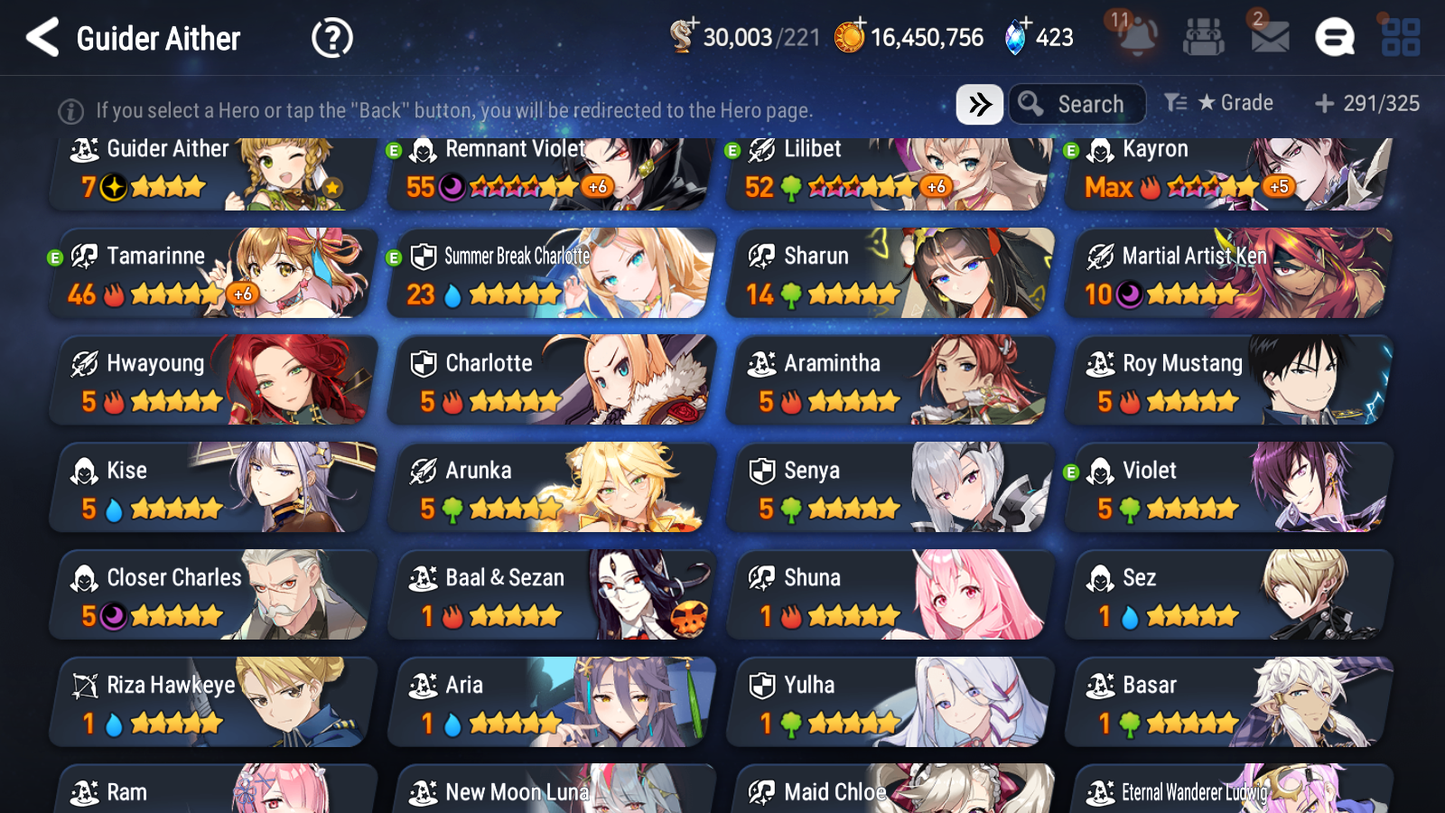 [GLOBAL] Epic 7 Seven 5ML + 23 4★ ML New Moon Luna Maid Chloe Violet Charles Ludwig Summer Break Charlotte Roy Mustang +20 speed++ 10-10 Account-Mobile Games Starter