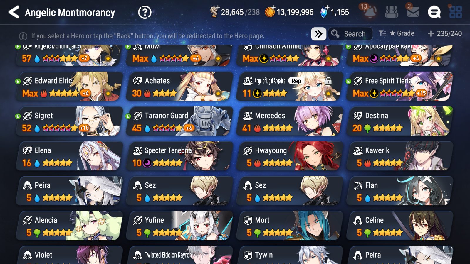 [GLOBAL] Epic 7 Seven 5ML + 26 4★ ML Belian Apocalypse Ravi Requiem Roana Kayron Tenebria Edward Elric +20 speed++ 10-10 Account-Mobile Games Starter