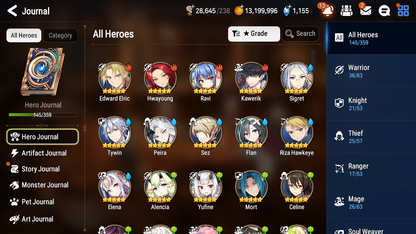 [GLOBAL] Epic 7 Seven 5ML + 26 4★ ML Belian Apocalypse Ravi Requiem Roana Kayron Tenebria Edward Elric +20 speed++ 10-10 Account-Mobile Games Starter