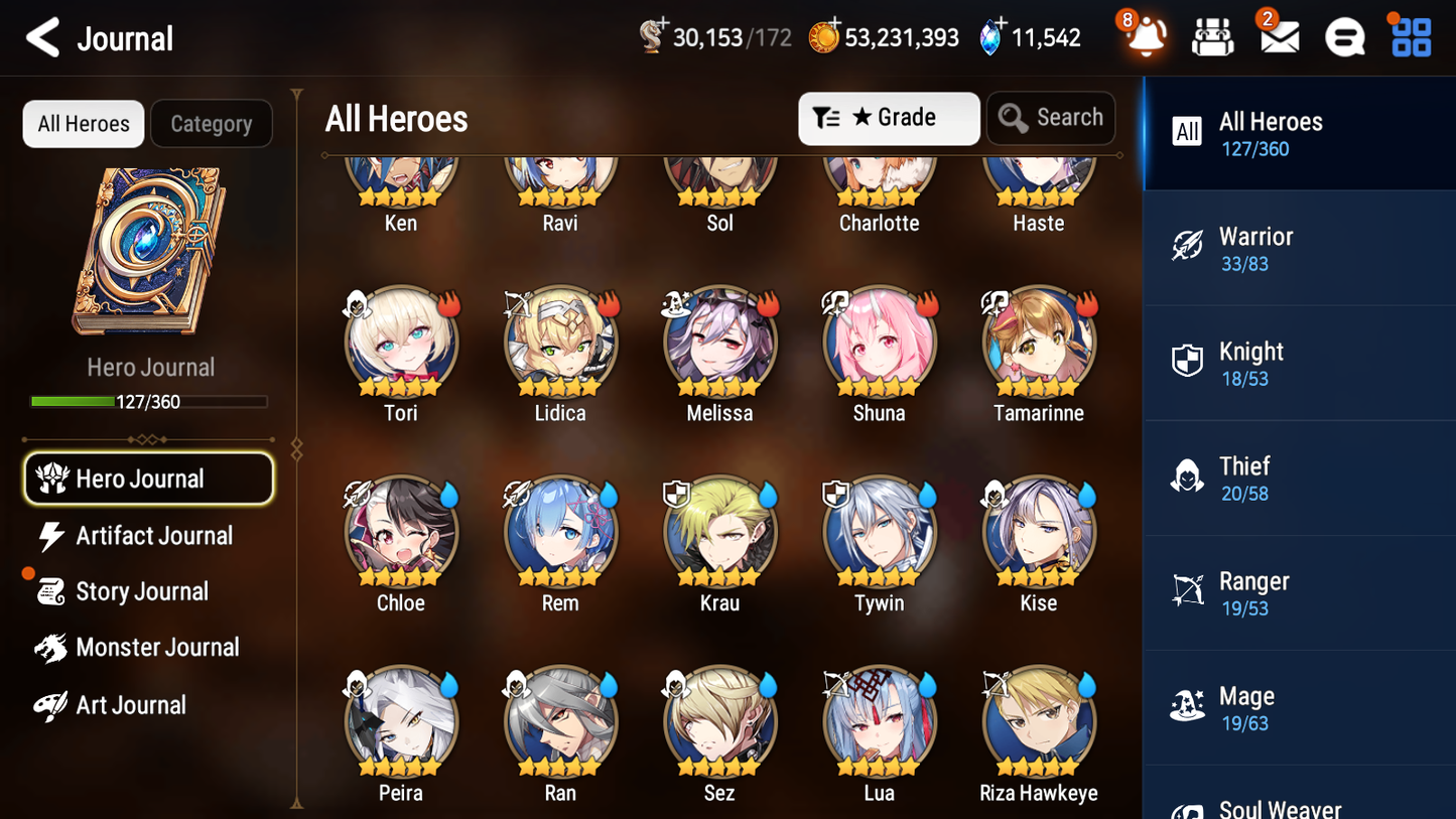 [GLOBAL] Epic 7 Seven 5ML 2LIM Tori + New Moon Luna Charlotte Dark Corvus Haste Laika Rem +11k Gems + 52ML pulls + 20 Speed Starter Account-Mobile Games Starter