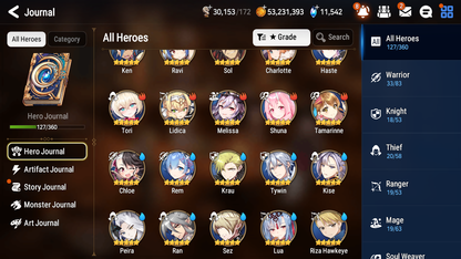 [GLOBAL] Epic 7 Seven 5ML 2LIM Tori + New Moon Luna Charlotte Dark Corvus Haste Laika Rem +11k Gems + 52ML pulls + 20 Speed Starter Account-Mobile Games Starter