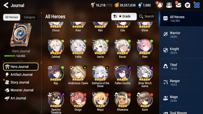 [GLOBAL] Epic 7 Seven 5ML Briar Witch Iseria Fallen Cecilia Solitaria of Snow Specter Tenebria+ ML pulls + 20 Speed + Name Starter Account-Mobile Games Starter