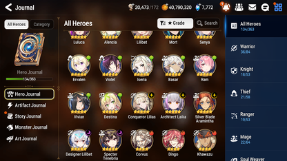 [GLOBAL] Epic 7 Seven 5ML Conqueror Lilias Specter Tenebria Silver Blade Aramintha Designer Lilibet + ML pulls + 20 Speed + Name Starter Account-Mobile Games Starter
