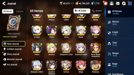 [GLOBAL] Epic 7 Seven 5ML Conqueror Lilias Specter Tenebria Silver Blade Aramintha Designer Lilibet + ML pulls + 20 Speed + Name Starter Account-Mobile Games Starter