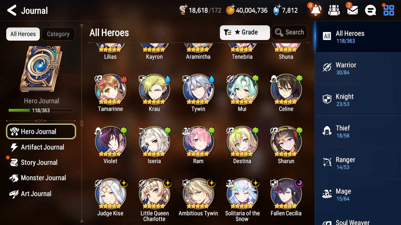 [GLOBAL] Epic 7 Seven 5ML Fallen Cecilia Little Queen Charlotte Kise+ ML pulls + 20 Speed + Name Starter Account-Mobile Games Starter