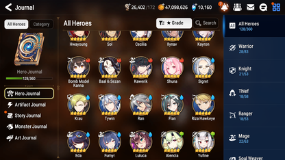 [GLOBAL] Epic 7 Seven 5ML Lady of the Scales New Moon Luna Belian Remnant Violet +10k Gems + 47ML pulls +20 speed Starter Account-Mobile Games Starter