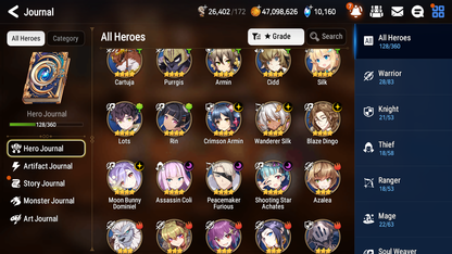 [GLOBAL] Epic 7 Seven 5ML Lady of the Scales New Moon Luna Belian Remnant Violet +10k Gems + 47ML pulls +20 speed Starter Account-Mobile Games Starter
