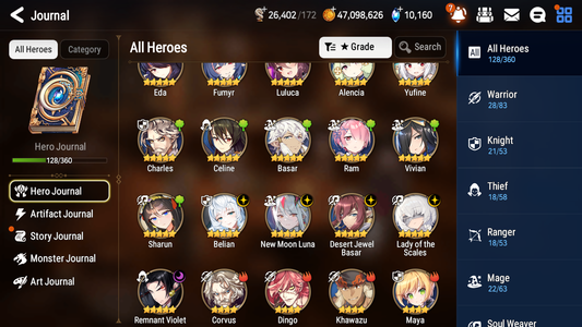 [GLOBAL] Epic 7 Seven 5ML Lady of the Scales New Moon Luna Belian Remnant Violet +10k Gems + 47ML pulls +20 speed Starter Account-Mobile Games Starter