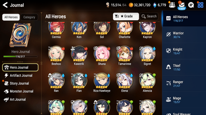 [Global] Epic 7 Seven 5ML Lone Crescent Bellona Top Model Luluca Judge Kise Faithless Lidica +Name Starter Account-Mobile Games Starter