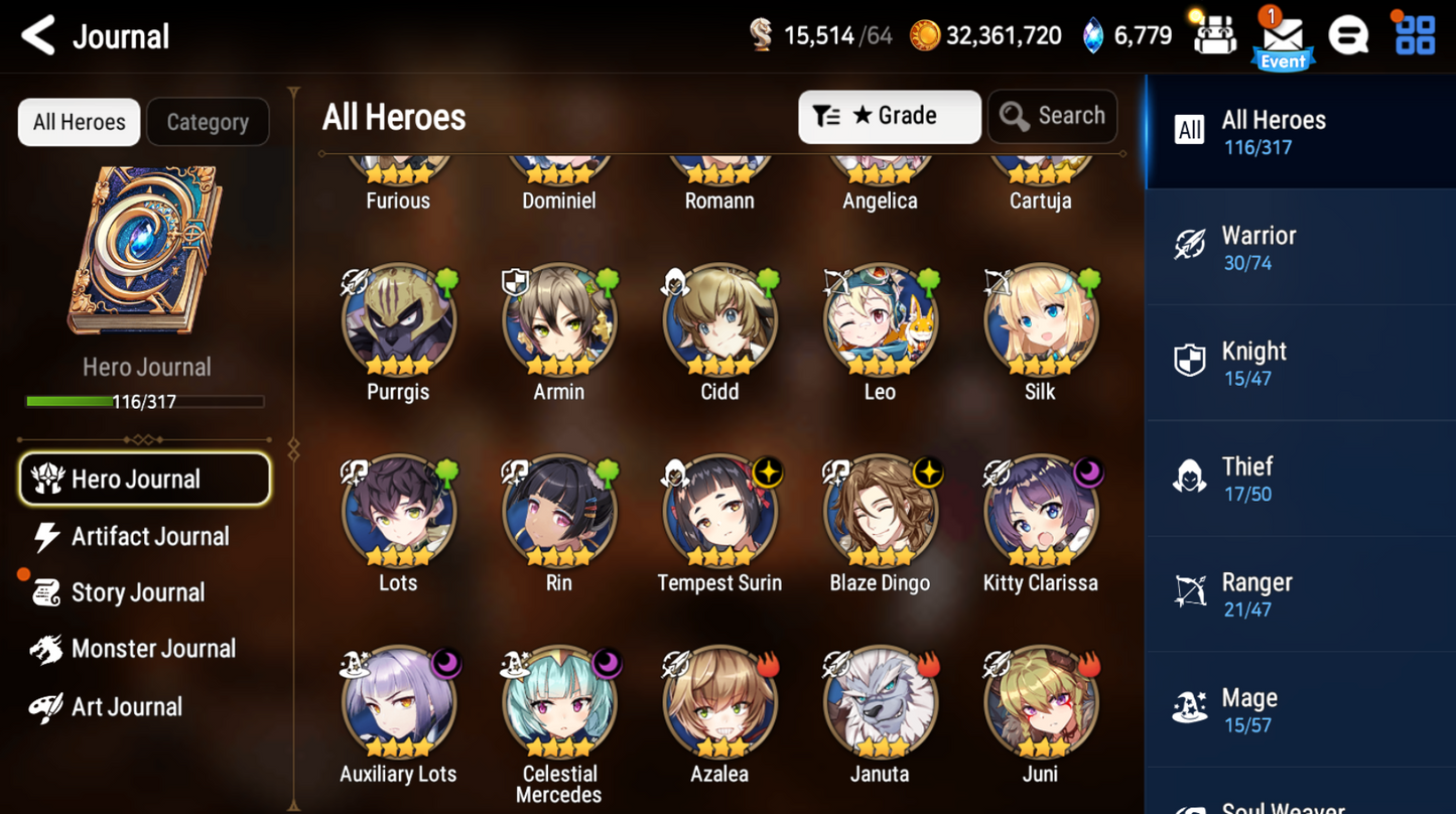 [Global] Epic 7 Seven 5ML Lone Crescent Bellona Top Model Luluca Judge Kise Faithless Lidica +Name Starter Account-Mobile Games Starter