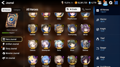 [Global] Epic 7 Seven 5ML Lone Crescent Bellona Top Model Luluca Judge Kise Faithless Lidica +Name Starter Account-Mobile Games Starter