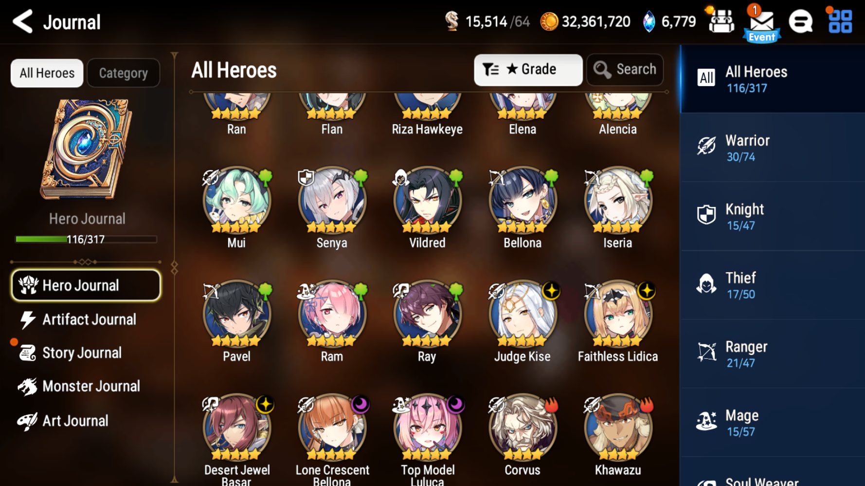 [Global] Epic 7 Seven 5ML Lone Crescent Bellona Top Model Luluca Judge Kise Faithless Lidica +Name Starter Account-Mobile Games Starter