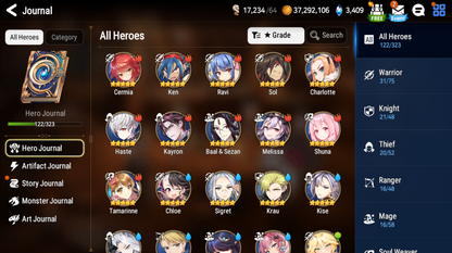 [GLOBAL] Epic 7 Seven 5ML Navy Captain Landy Belian Spirit Eye Celine Maid Chloe Briar Witch Iseria +ML pulls + Name Starter Account-Mobile Games Starter