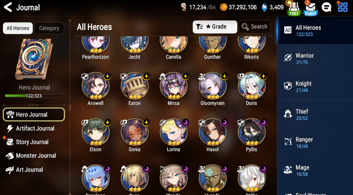 [GLOBAL] Epic 7 Seven 5ML Navy Captain Landy Belian Spirit Eye Celine Maid Chloe Briar Witch Iseria +ML pulls + Name Starter Account-Mobile Games Starter