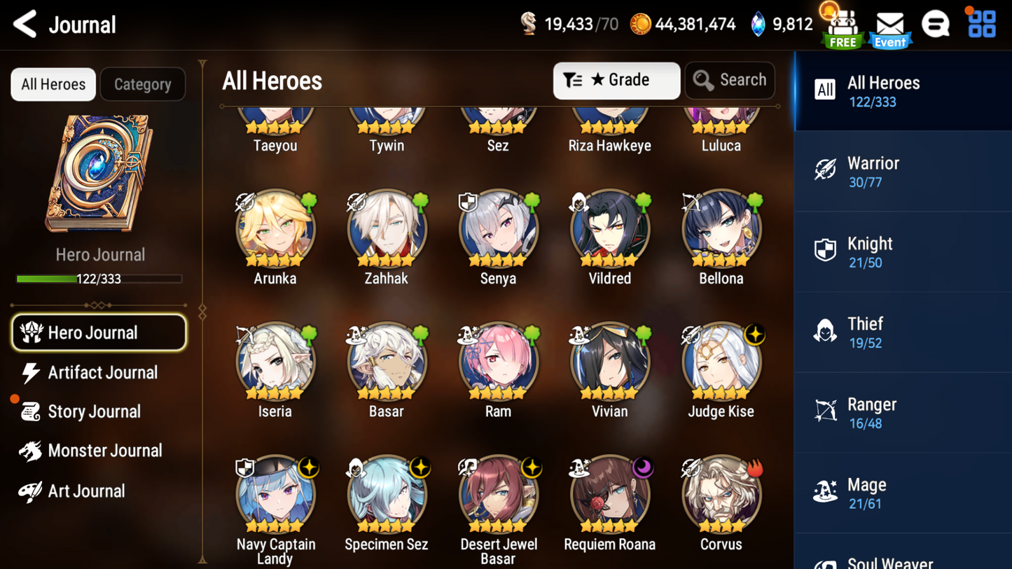 [GLOBAL] Epic 7 Seven 5ML Navy Captain Landy Requiem Roana Kise DJ Basar Sez + ML pulls Starter Account-Mobile Games Starter