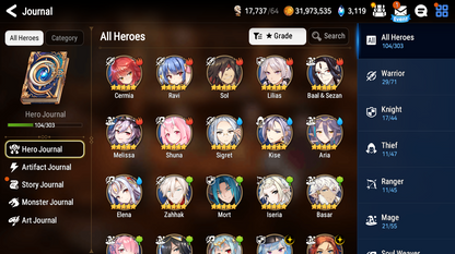 [Global] Epic 7 Seven 5ML Navy Captain Landy Straze Maid Chloe DJ Basar Silver Blade Aramintha + ML pulls + Name Starter Account-Mobile Games Starter