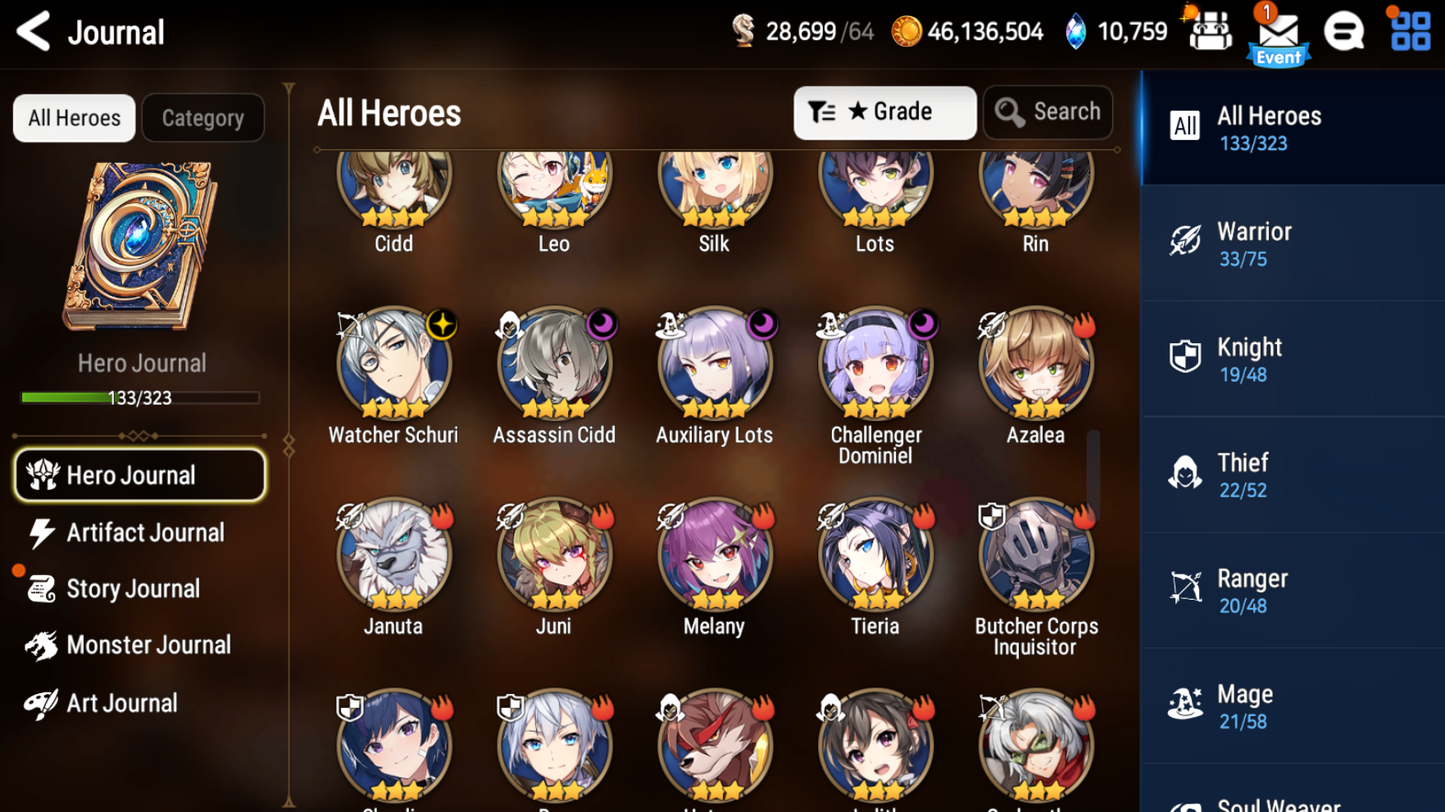 [GLOBAL] Epic 7 Seven 5ML Remnant Violet Operator Sigret Top Model Luluca Judge Kise Spirit Eye Celine + 30ML pulls Starter Account-Mobile Games Starter