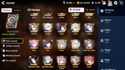 [GLOBAL] Epic 7 Seven 5ML Remnant Violet Operator Sigret Top Model Luluca Judge Kise Spirit Eye Celine + 30ML pulls Starter Account-Mobile Games Starter