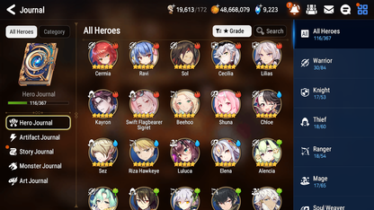 [GLOBAL] Epic 7 Seven 5ML Sea Phantom Politis Lilibet Iseria Vivian Angel Angelica Swift Flagbearer Sigret+ 41ML pulls + 20 Speed Starter Account-Mobile Games Starter